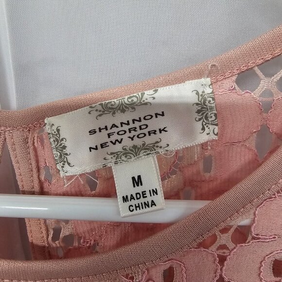 Shannon Ford Pink Floral Lace Tank Coquette Boho Retro M - Picture 7 of 10